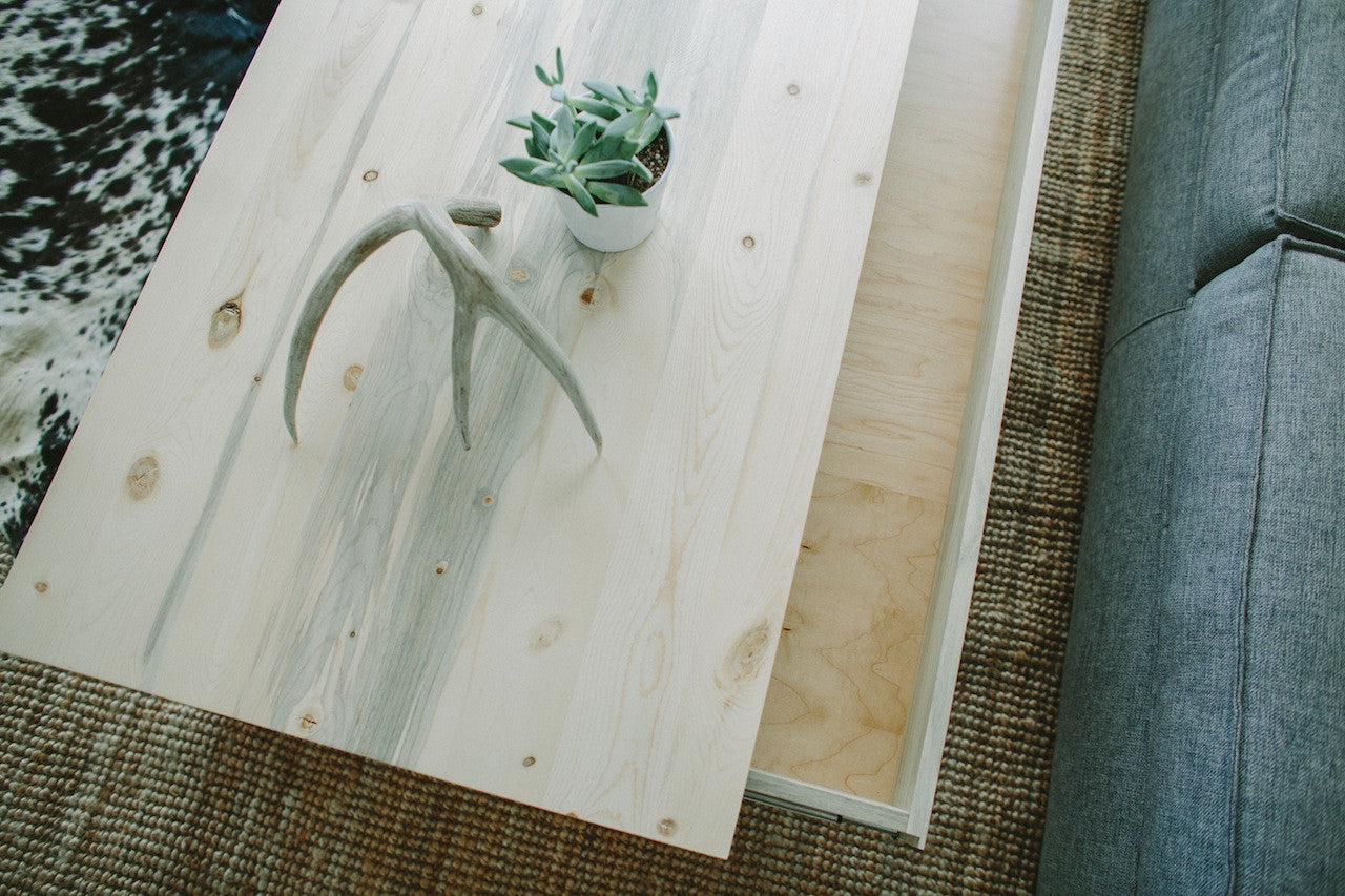 The Belford Coffee Table + Drawer | Beetle Kill Pine